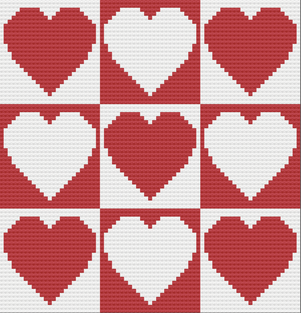 Tic Tac Hearts Crochet Afghan Pattern – Playful Heart Blanket for